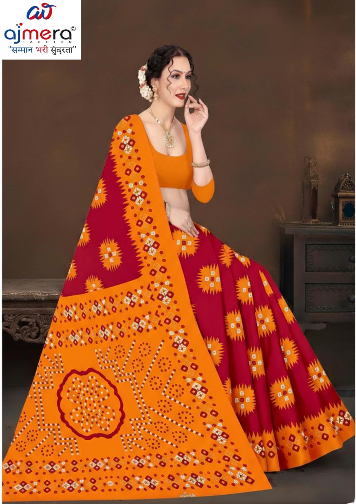 Designer Cotton Saree with Without Blouse for Premium Ethnic and Traditional Wear | TES-RED GOLD