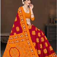 Designer Cotton Saree with Without Blouse for Premium Ethnic and Traditional Wear | TES-RED GOLD