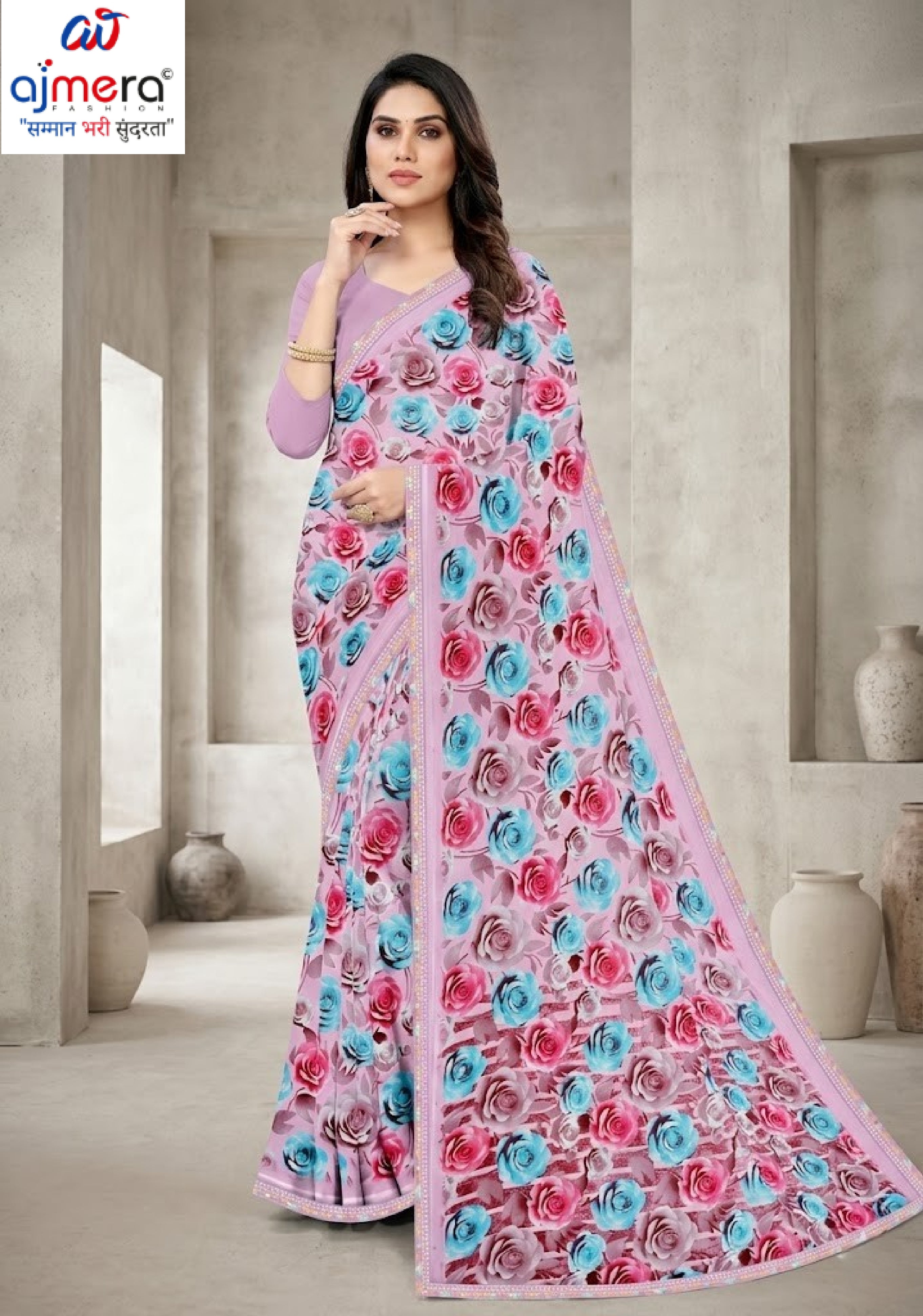 Exclusive Printed Saree with Blouse Piece for Elegant Ethnic Look  | CAS-MILK POWDER