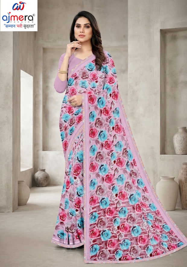 Exclusive Printed Saree with Blouse Piece for Elegant Ethnic Look  | CAS-MILK POWDER