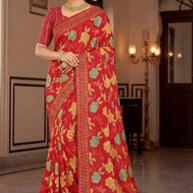 Designer Printed Saree with Blouse Piece for Special Occasions | SSR-WARNER-A