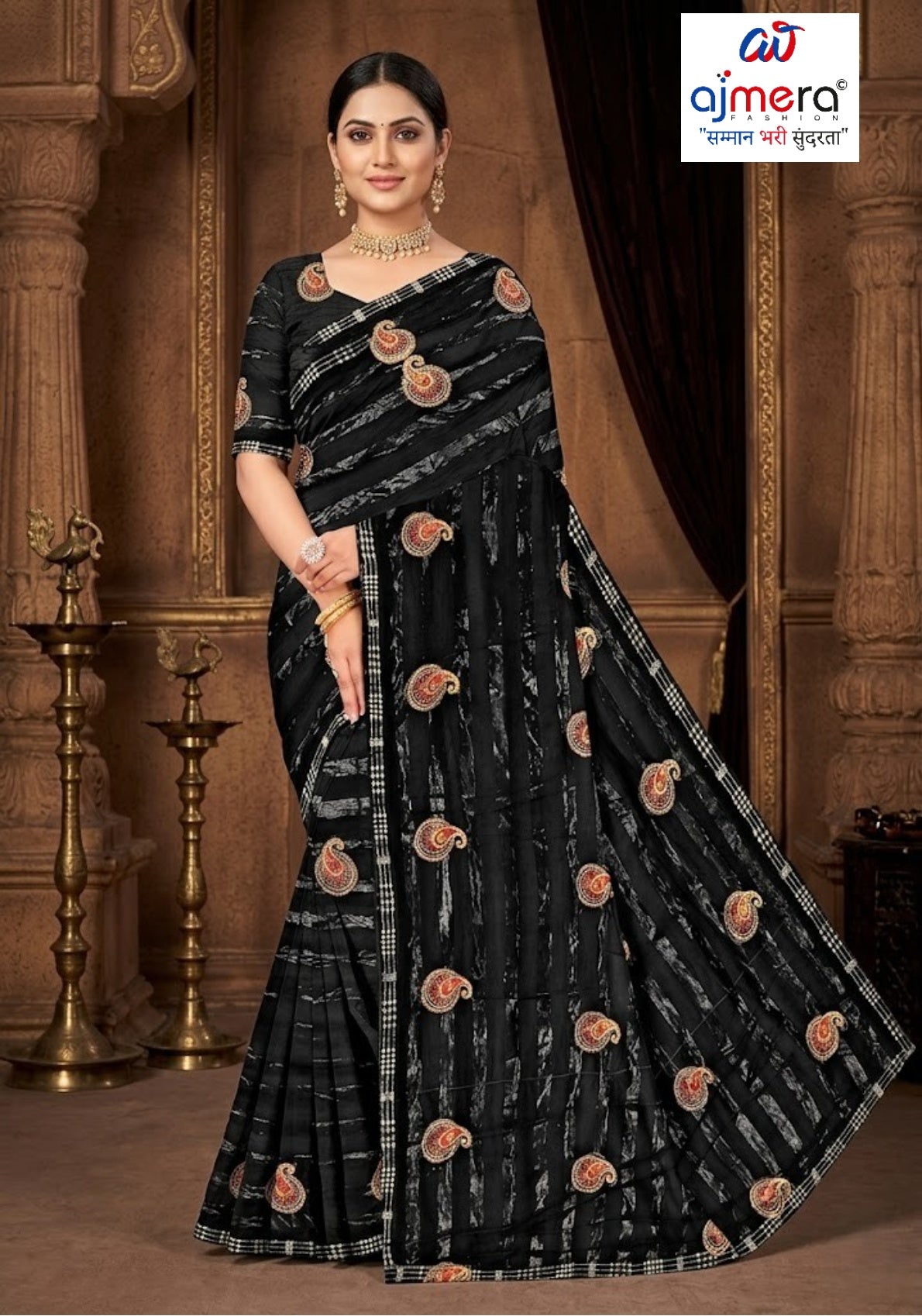 Rimzim Satin Dyed Matching Saree with Blouse Piece for Premium Ethnic and Traditional Wear | VKM-HIGH COURT