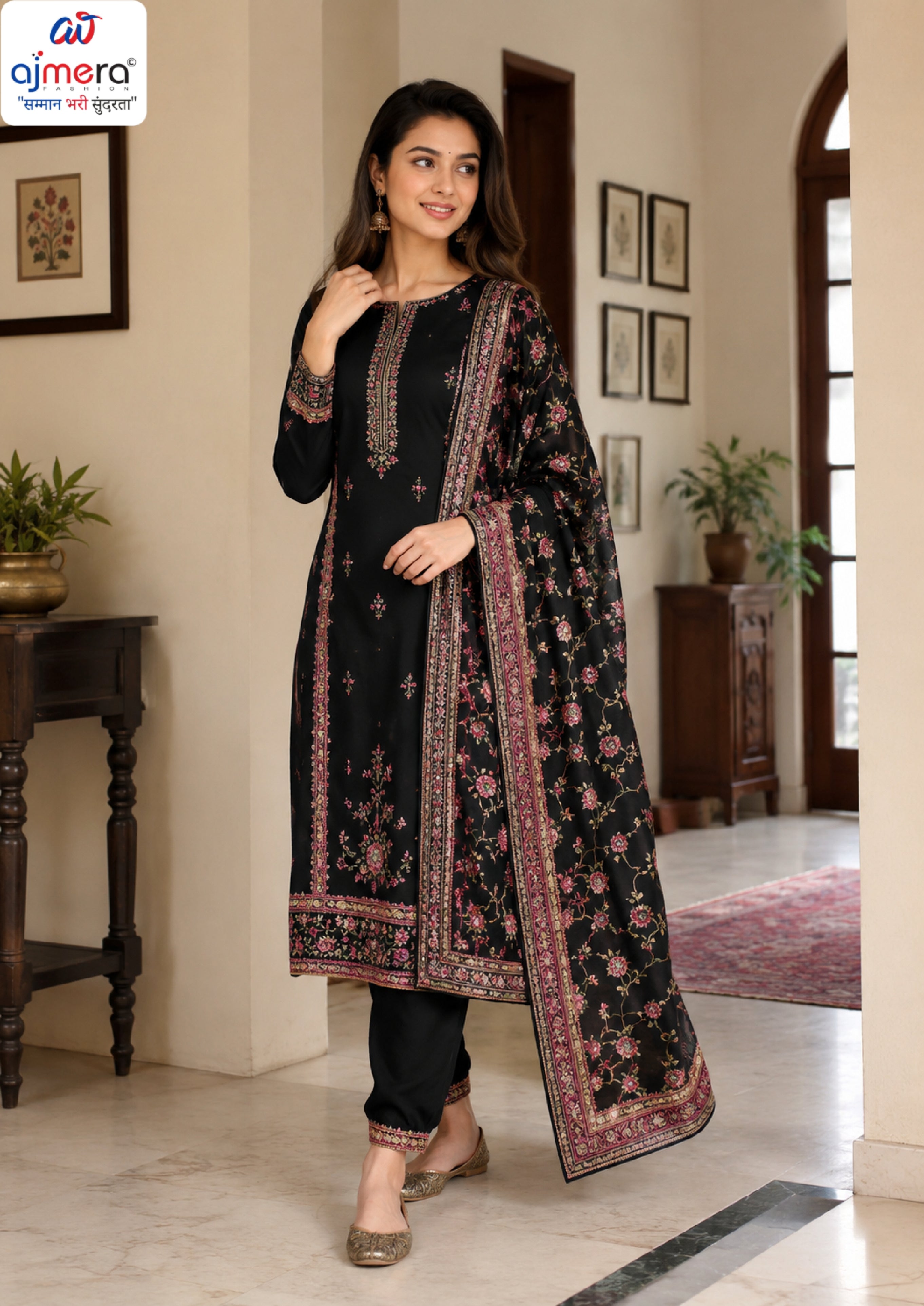 Trendy Rayon Print Unstitched Suit Set | VAS-LIME LIGHT-3