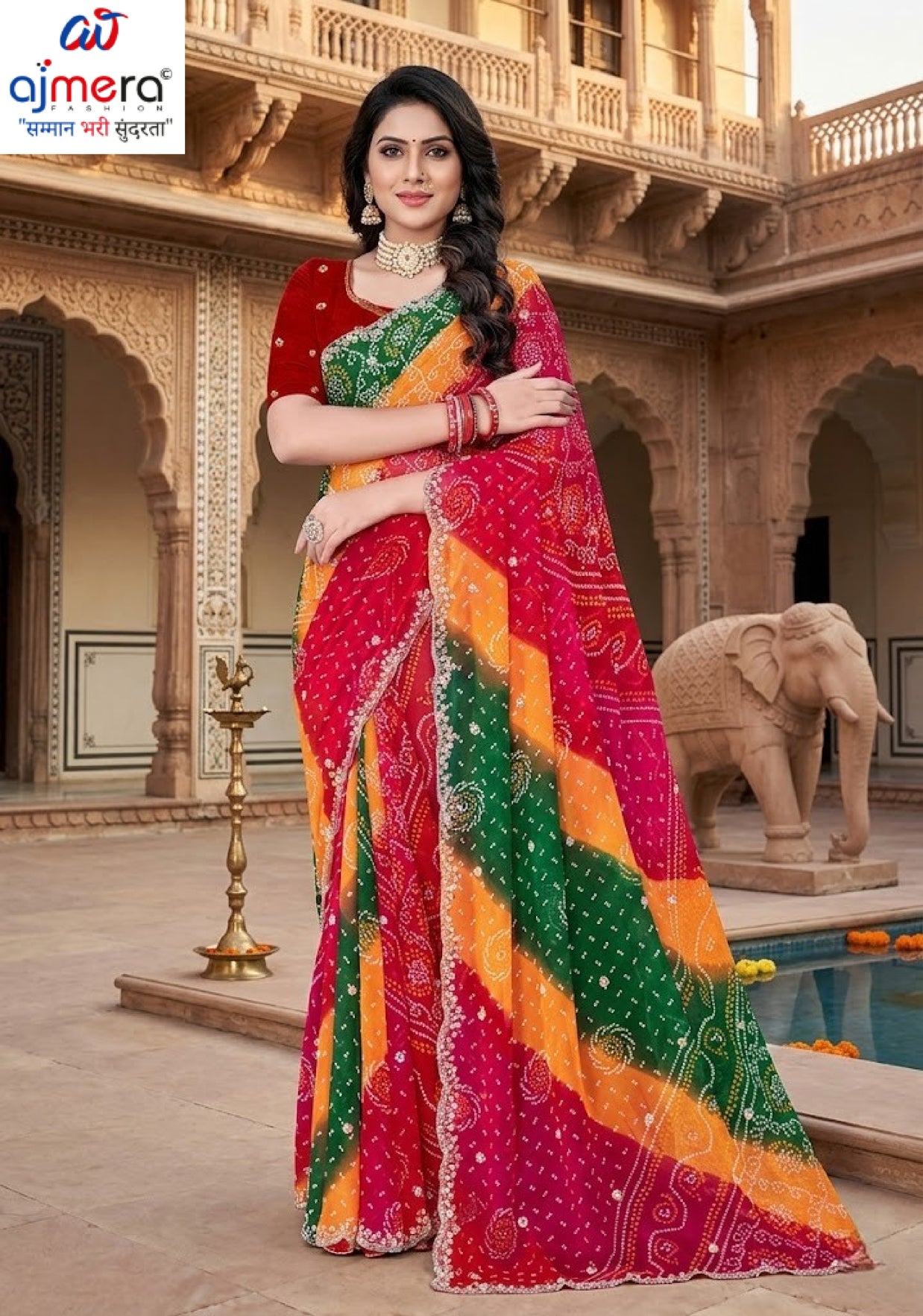 Elegant Printed Saree with Designer Blouse Piece for Festive Wear  | JS-JHANKAR
