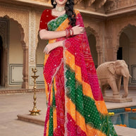 Elegant Printed Saree with Designer Blouse Piece for Festive Wear  | JS-JHANKAR