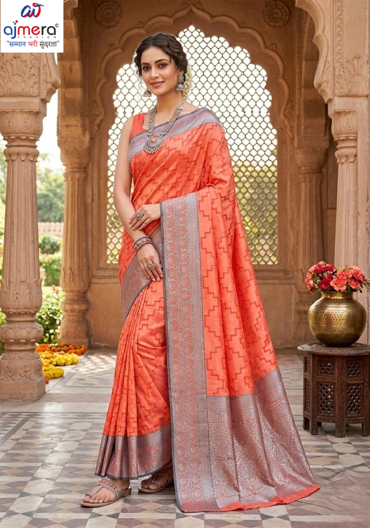 Elegant Jacquard Silk Saree with Designer Blouse Piece for Festive Elegance | DMS(M)-KESHRI SILK