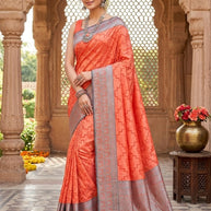 Elegant Jacquard Silk Saree with Designer Blouse Piece for Festive Elegance | DMS(M)-KESHRI SILK