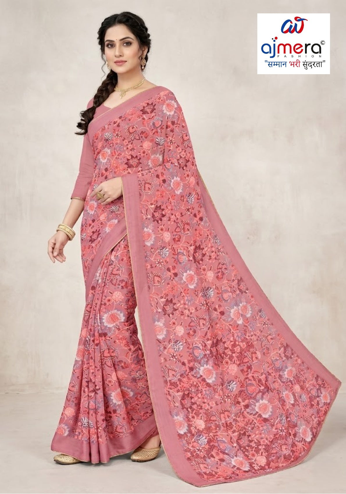 Heavy Reniyal Print Loose Saree without Blouse for Premium Ethnic and Traditional Wear | CAS-PREMIUM