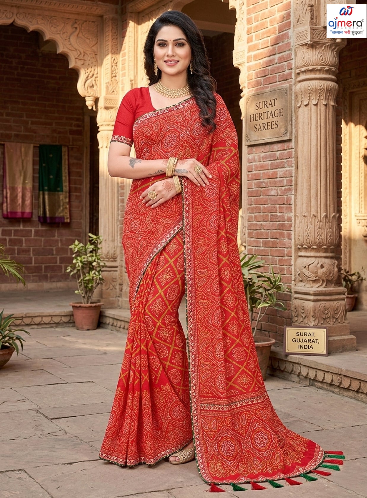 Georgette Print Loose Saree with Blouse for Premium Ethnic and Traditional Wear | JS-ANJALI-2