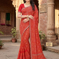 Georgette Print Loose Saree with Blouse for Premium Ethnic and Traditional Wear | JS-ANJALI-2