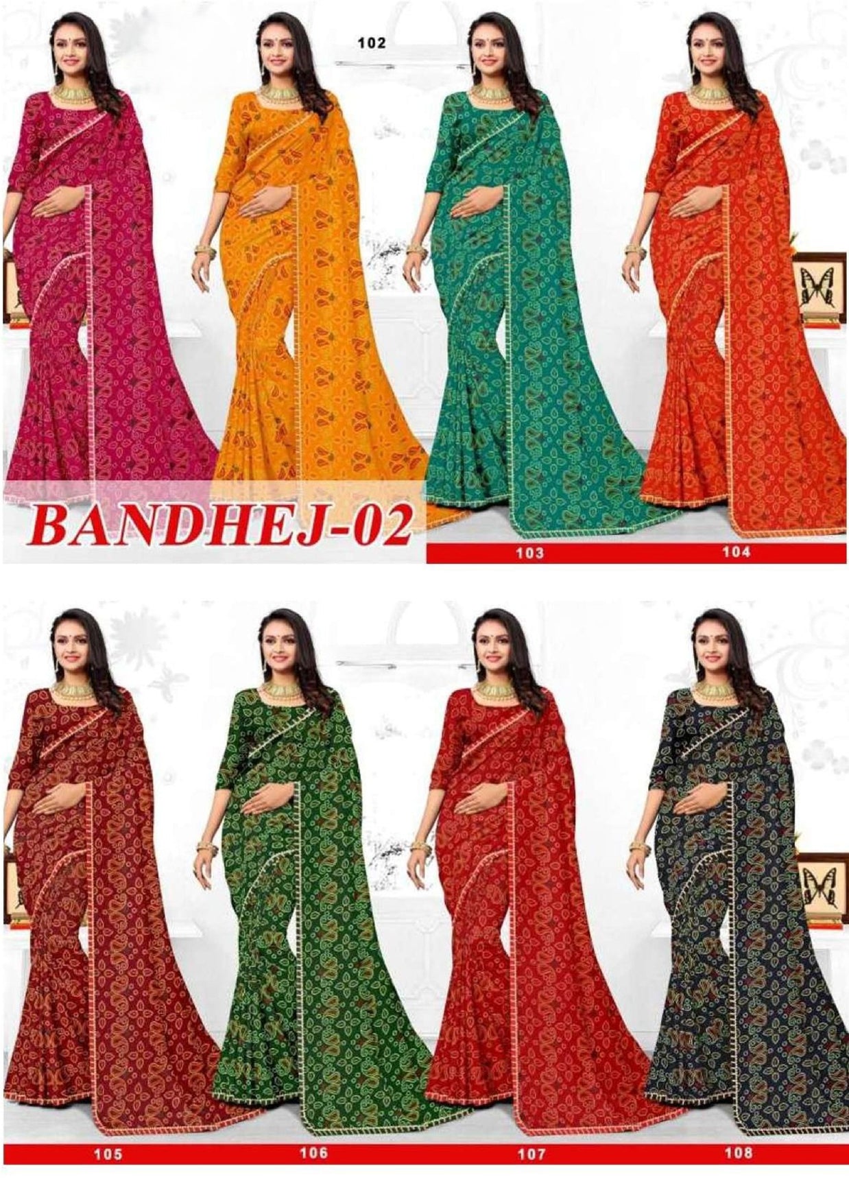 Bandhej Printed Saree with Traditional Ethnic Print Design | TP-BANDHEJ