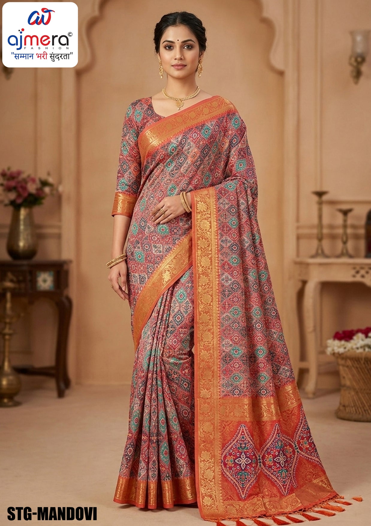 Digital Print Silk Saree with Blouse Piece for Premium Ethnic and Traditional Wear | STG-MANDOVI