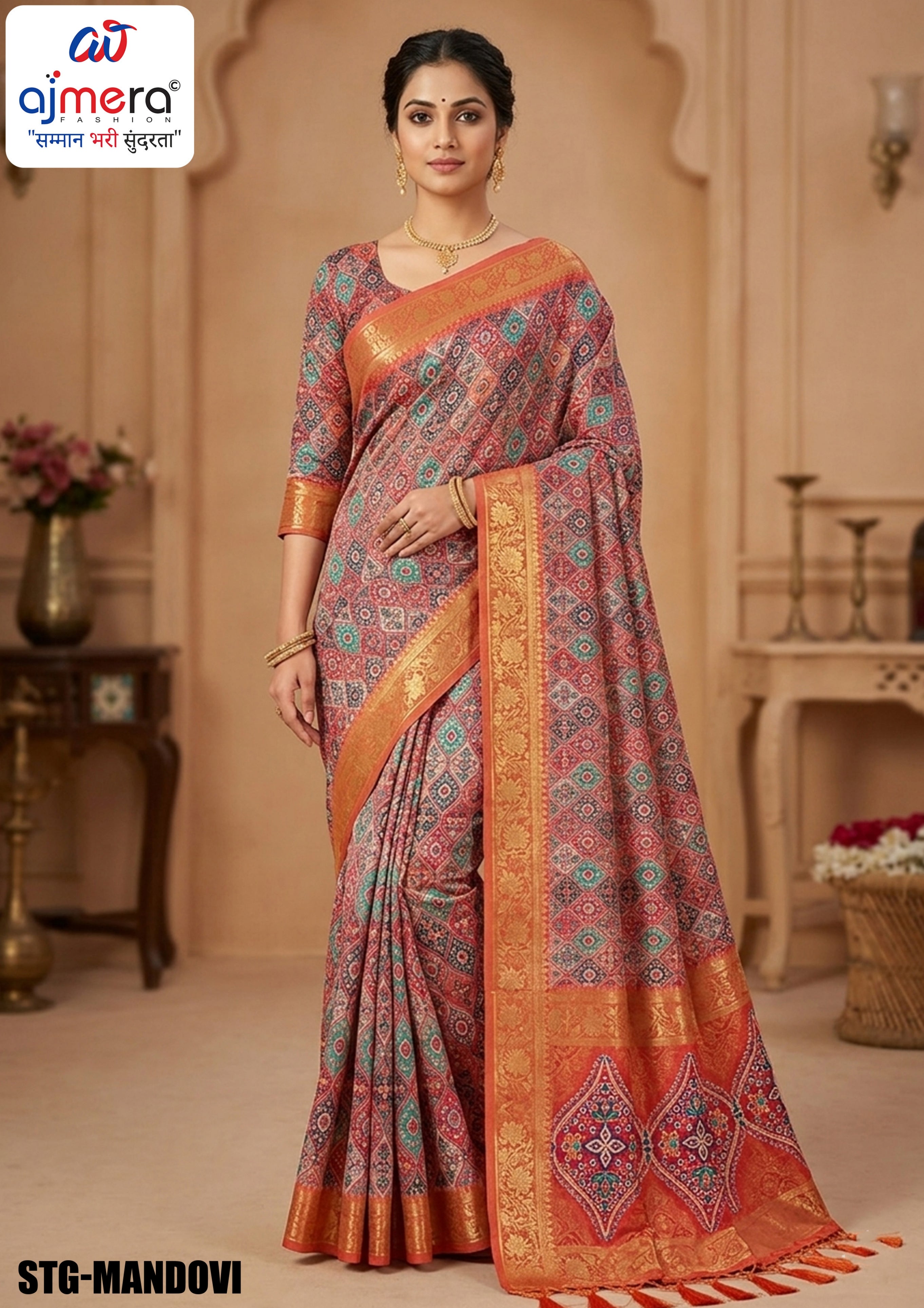 Digital Print Silk Saree with Blouse Piece for Premium Ethnic and Traditional Wear | STG-MANDOVI