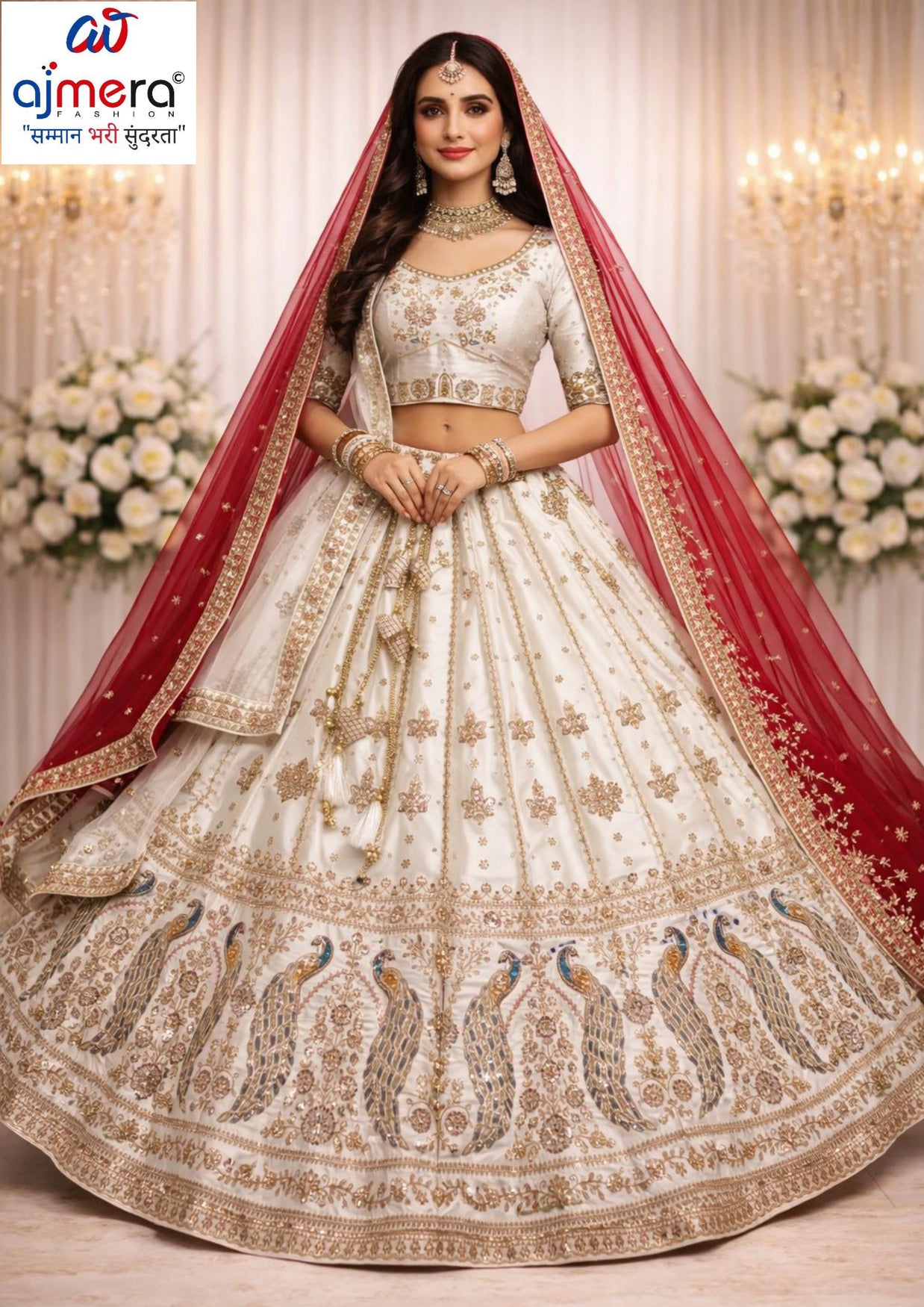 Hand Work And Beads Work Lehenga Choli With Dupatta Manufacturer Supplier Exporter|ABF-HASHTAG