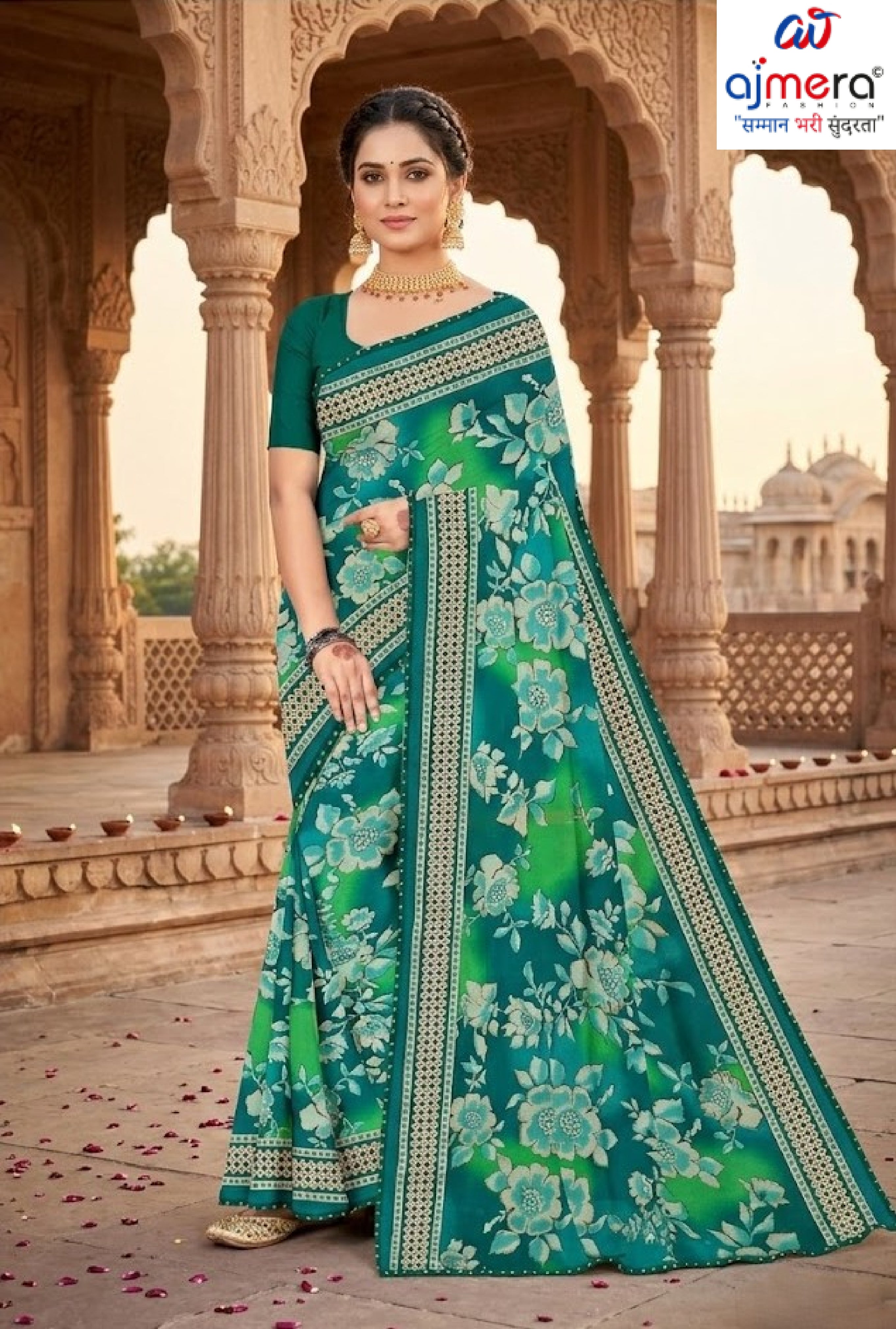 Elegant Printed Saree with Designer Blouse Piece for Festive Wear  | GPT-DHAMAKEDAR-5