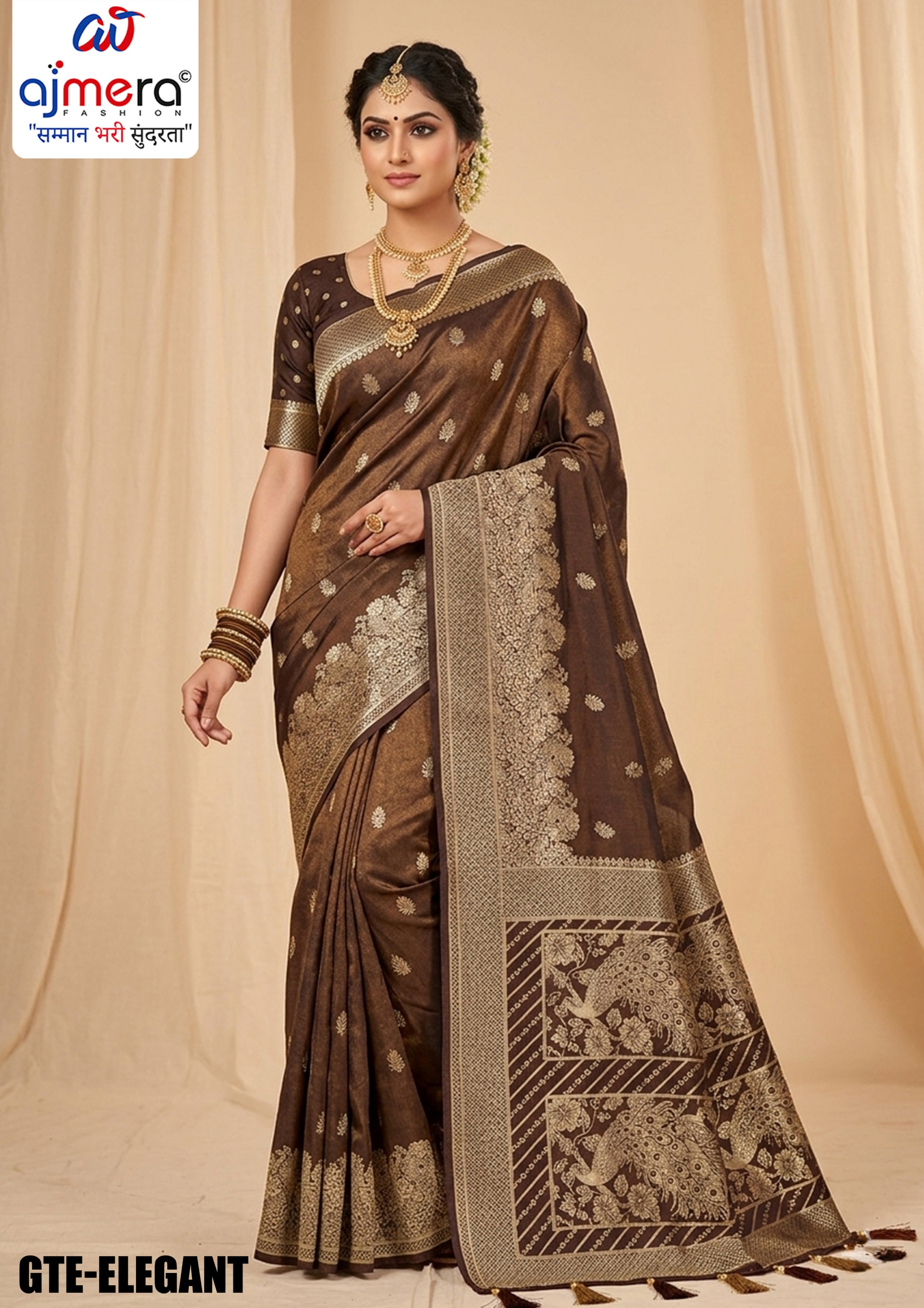 Opulent Jacquard Silk Saree With Blouse Piece | GTE-ELEGANT