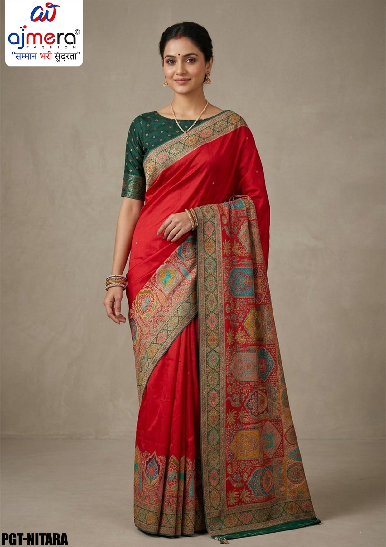 Classic Border Jacquard Silk Saree With Blouse Piece | PGT-NITARA