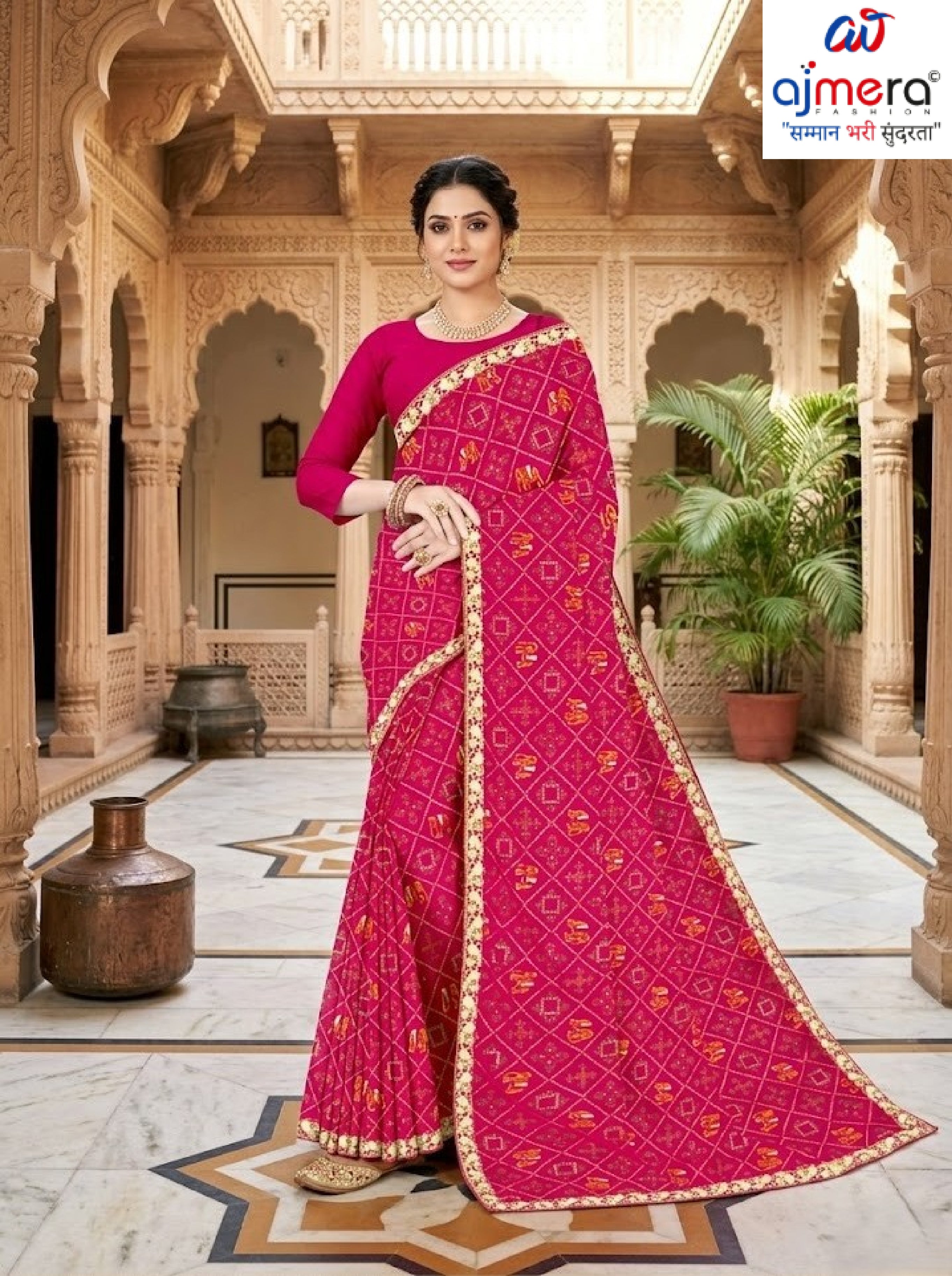 Chiffon Print Loose Saree with Blouse for Premium Ethnic and Traditional Wear | TD-SWEET LADY