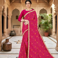 Chiffon Print Loose Saree with Blouse for Premium Ethnic and Traditional Wear | TD-SWEET LADY