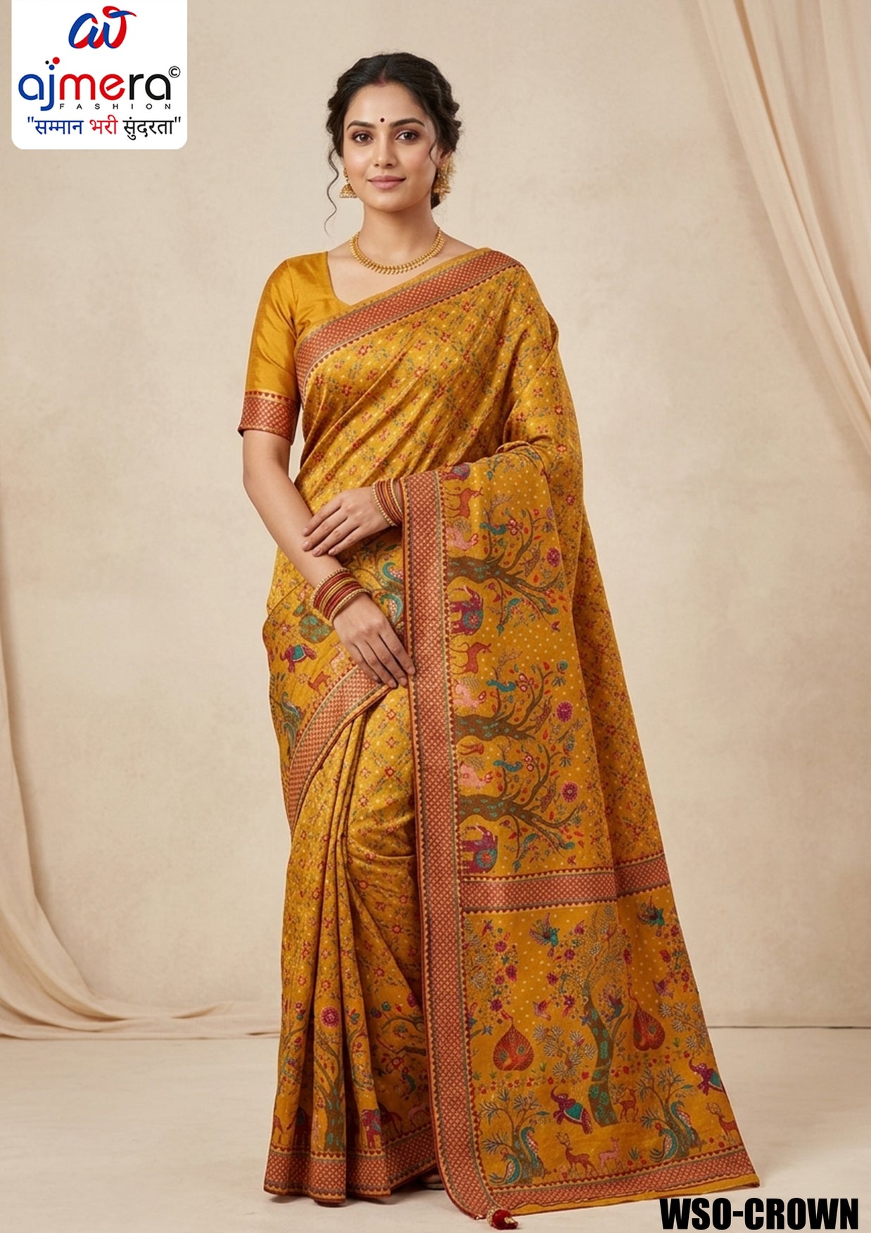 Ethnic Wear Jacquard Silk Saree With Blouse Piece | WSO-CROWN