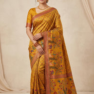 Ethnic Wear Jacquard Silk Saree With Blouse Piece | WSO-CROWN