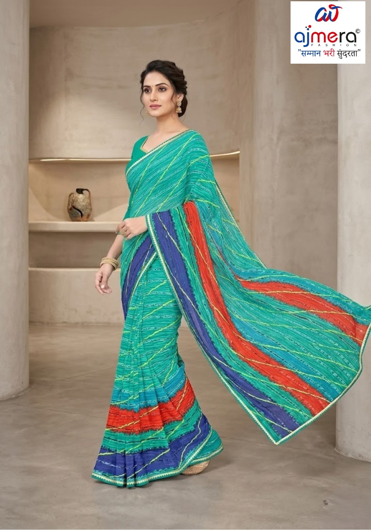 Premium Printed Saree with Matching Blouse Piece for Ethnic Elegance  | CAS-ANOKHEE