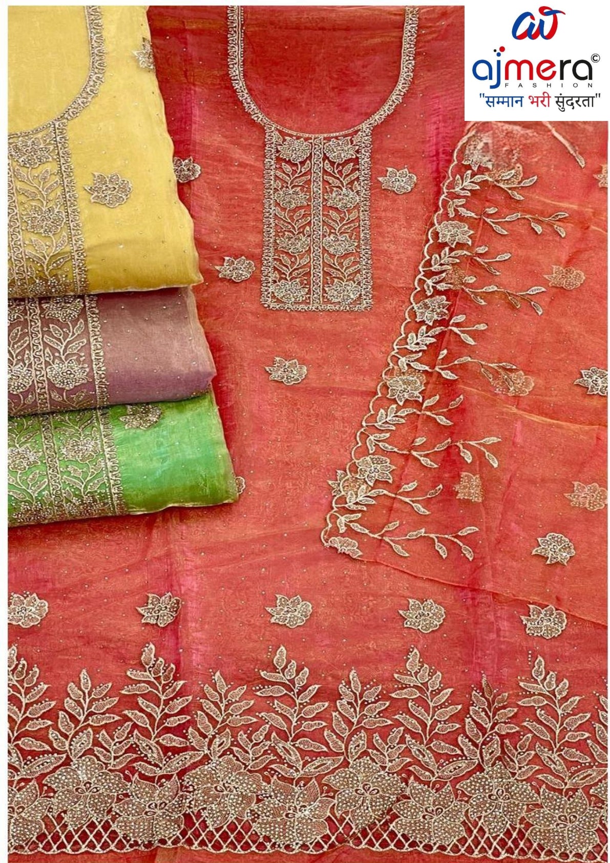 Luxury Jarkan Silk Unstitched Suit Set | AAR-ROLEX