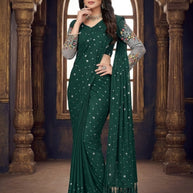 Georgette Satin Dyed Matching Saree with Blouse Piece for Premium Ethnic and Traditional Wear | RLL-ZARIVIBE-2