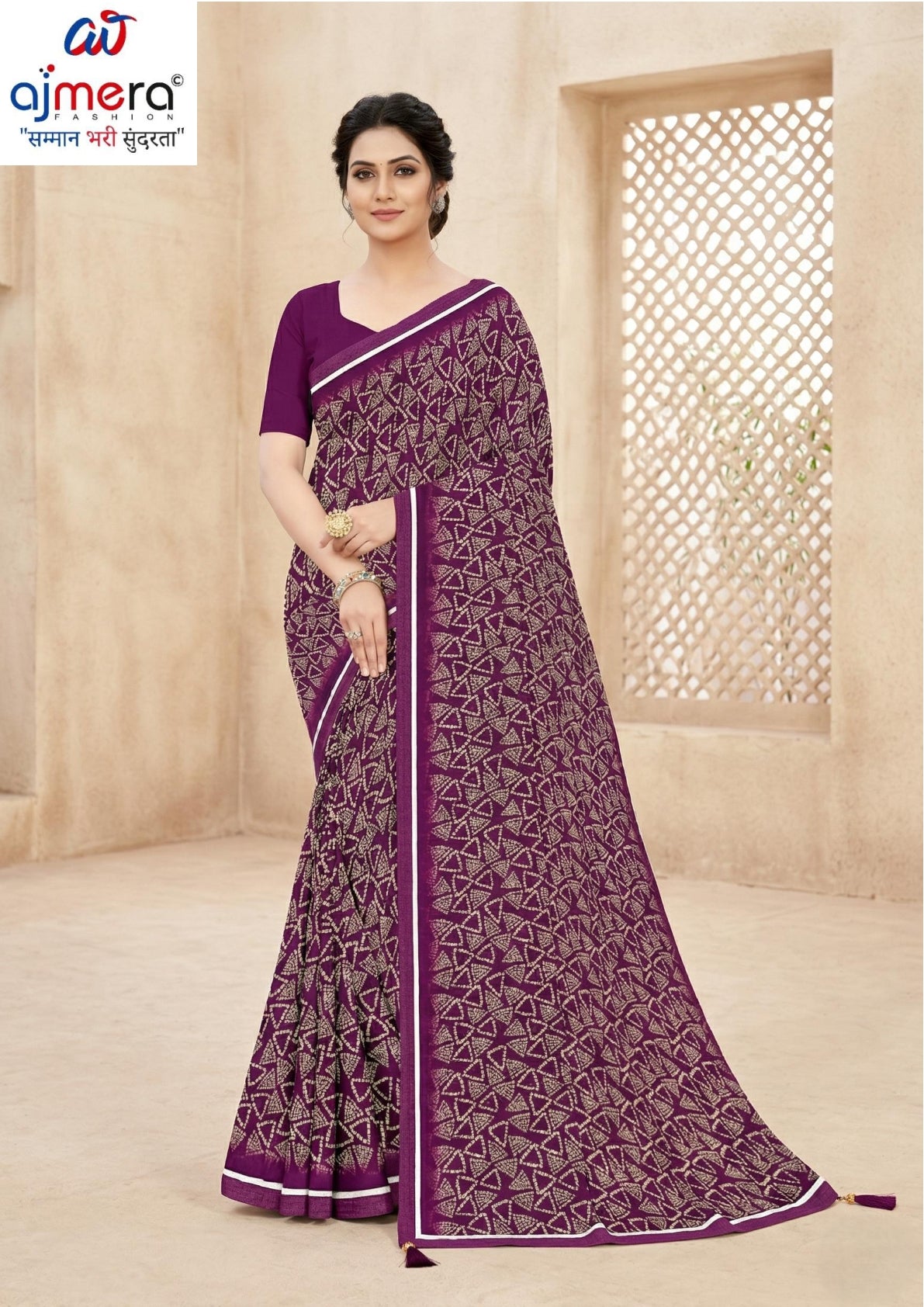 Dyed Matching Saree Exporter with Blouse Piece for Premium Ethnic and Traditional Wear | RRJ-JALPARI