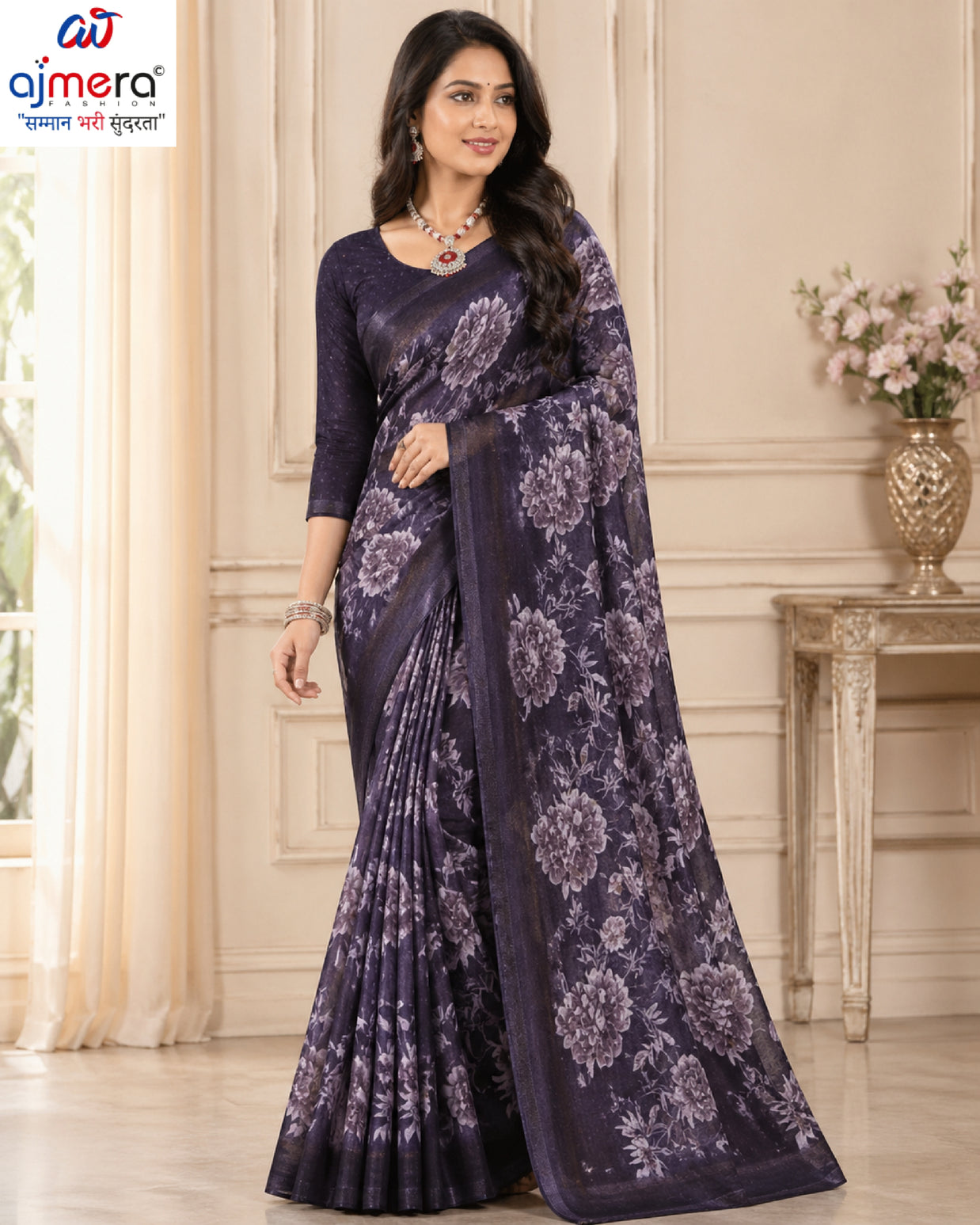 Elegant Printed Saree with Designer Blouse Piece for Festive Wear | SSR-RAM DARBAR
