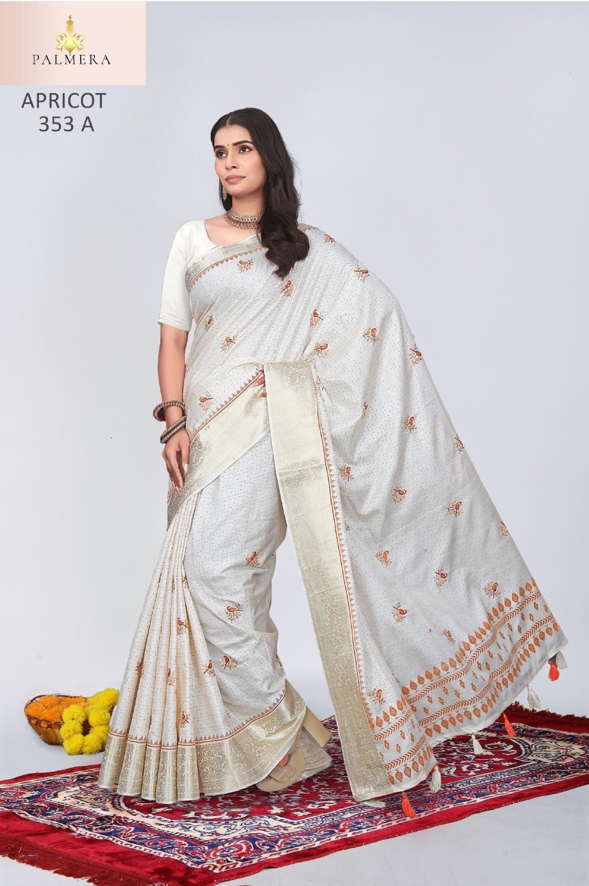 Apricot Linen Saree with Blouse for Premium Wedding and Ethnic Wear | ALL-APRICOT-353