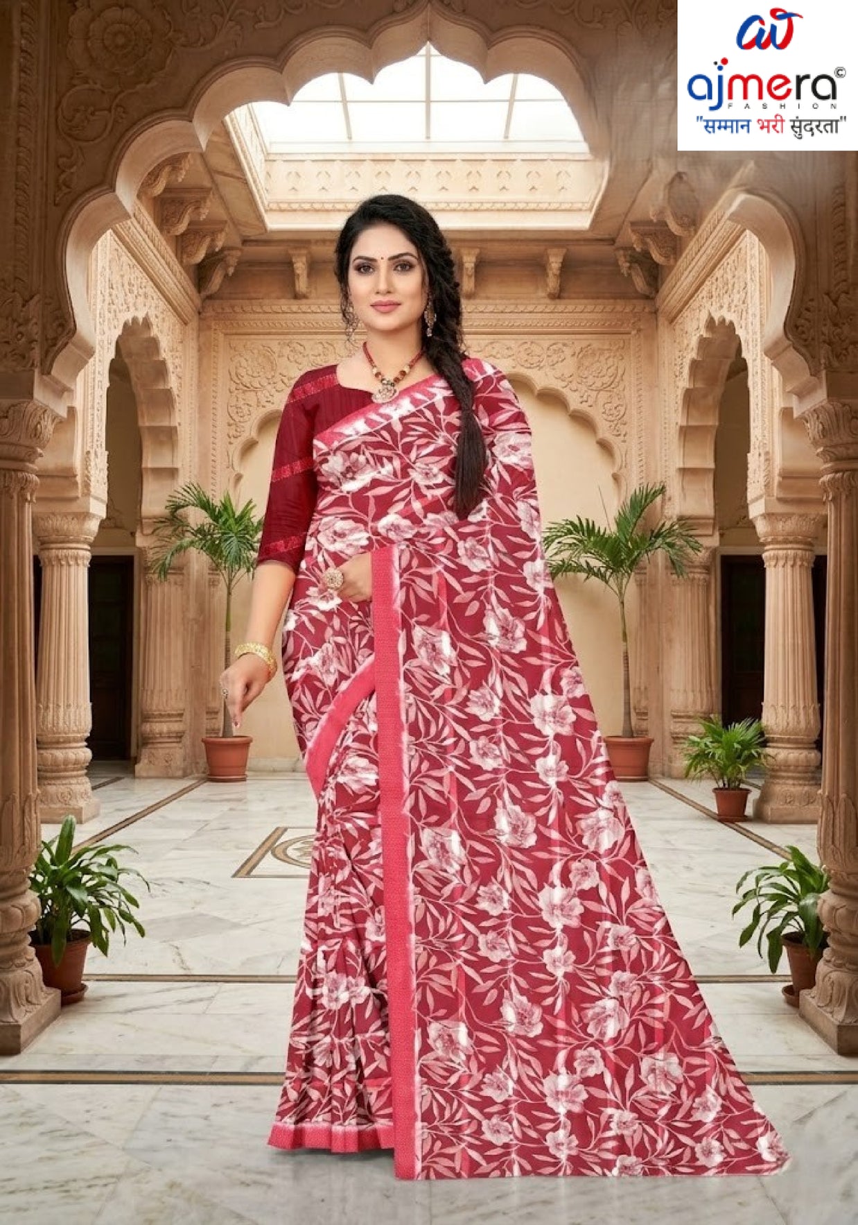Elegant Printed Saree with Designer Blouse Piece for Festive Wear  | GLC-LAADLI