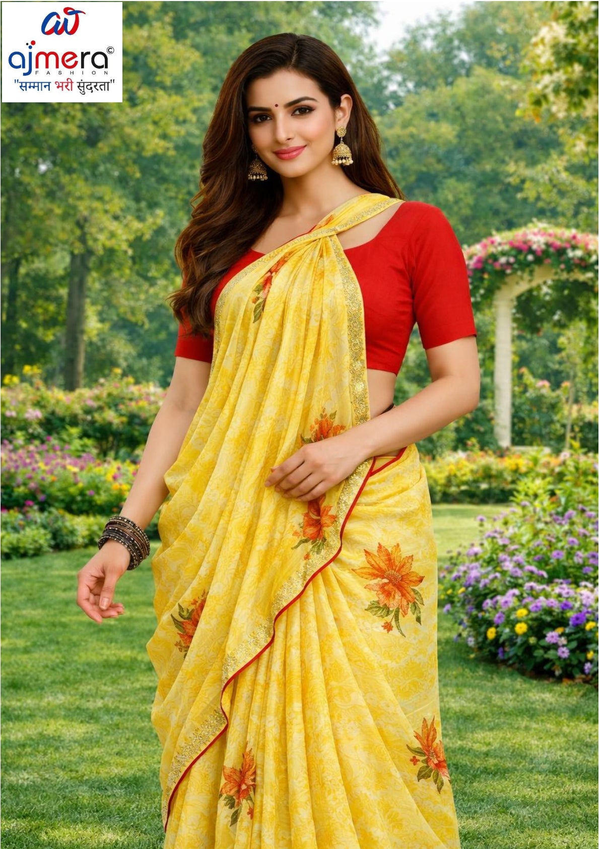 Fashionable Printed Saree with Blouse Piece for Festive Collection  | PRM-MASKA