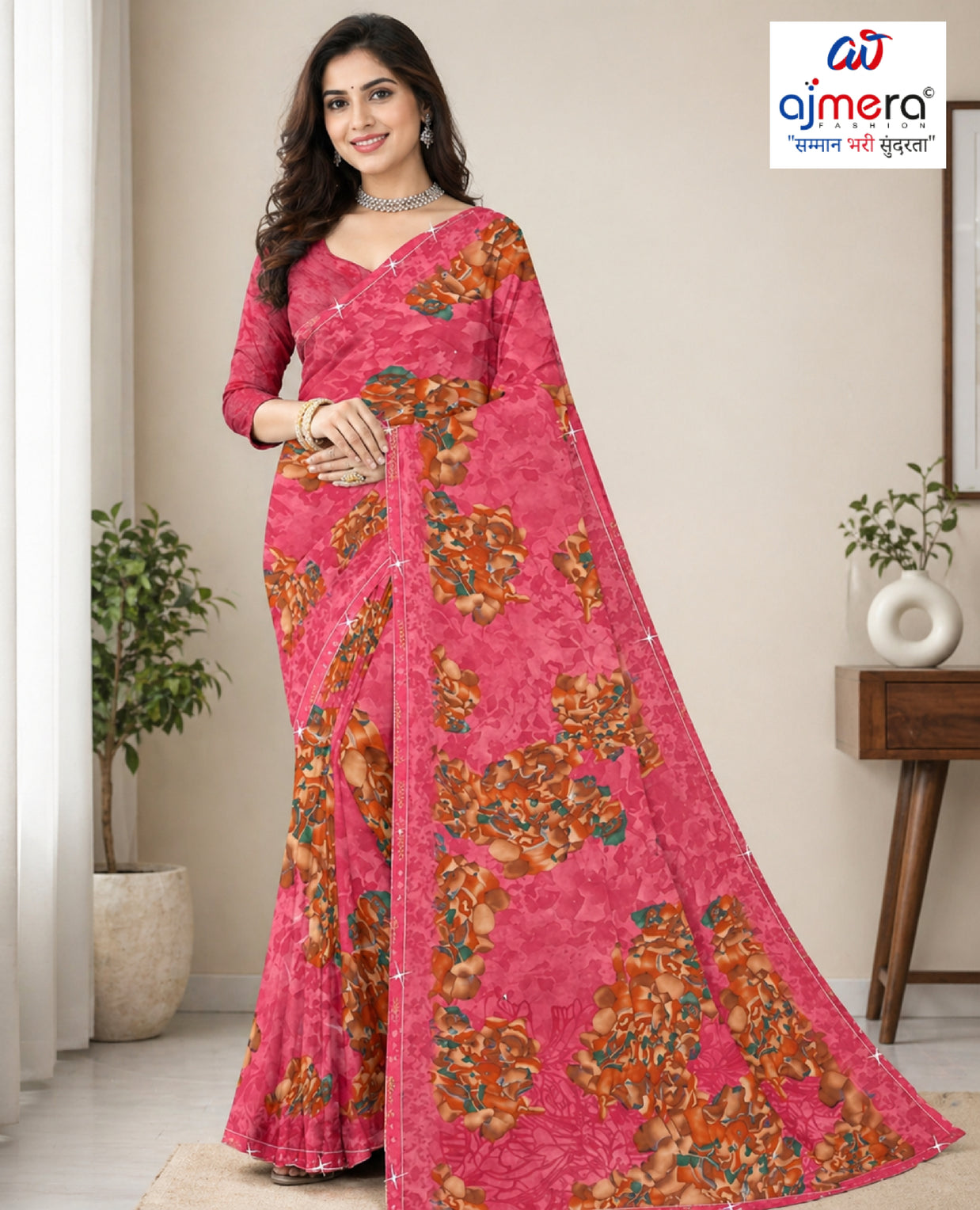 Premium Printed Saree with Matching Blouse Piece for Ethnic Elegance  | TTS-KAVERI