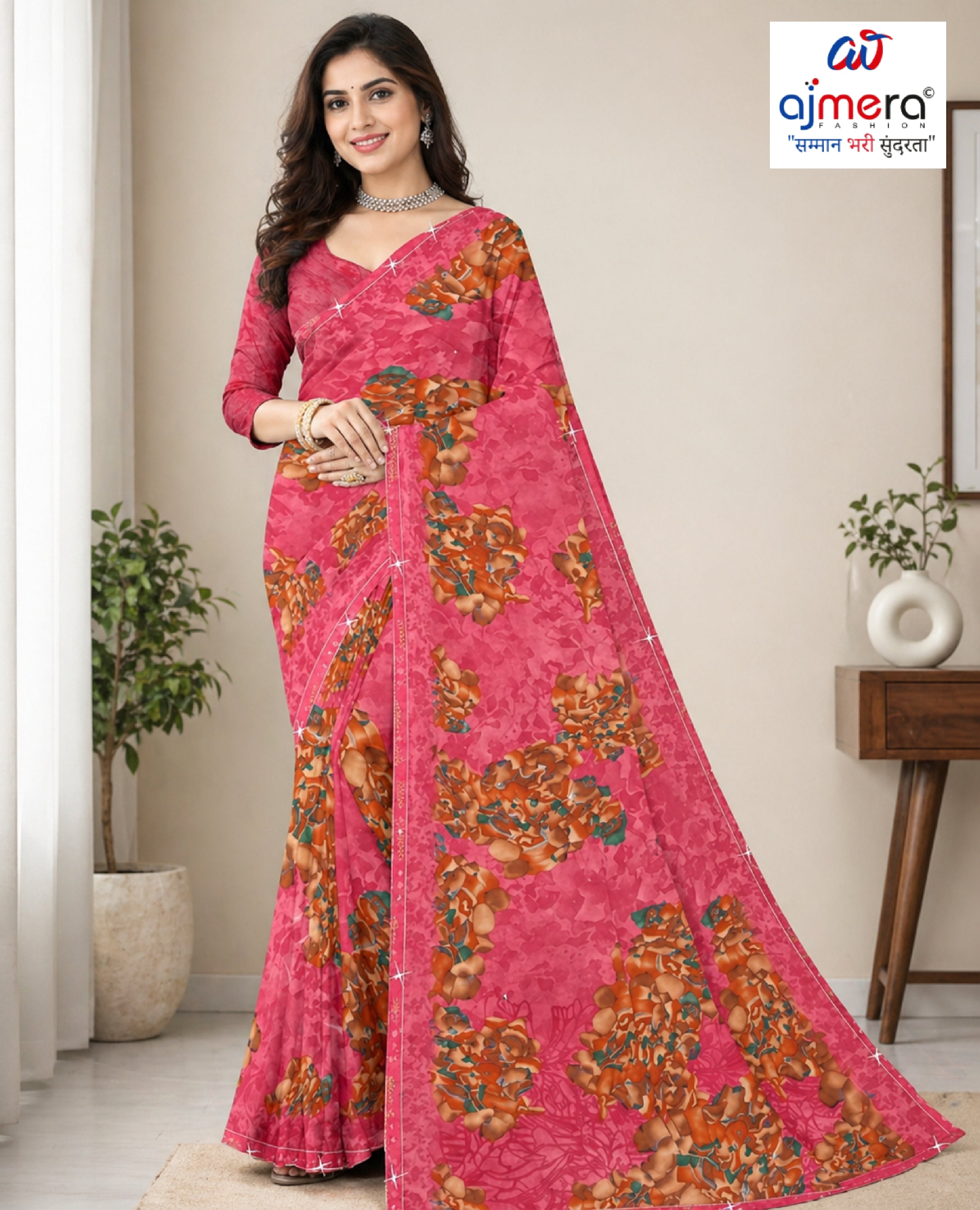 Premium Printed Saree with Matching Blouse Piece for Ethnic Elegance  | TTS-KAVERI