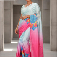Chinon Print Loose Saree with Blouse for Premium Ethnic and Traditional Wear | YDP-MAHARANI
