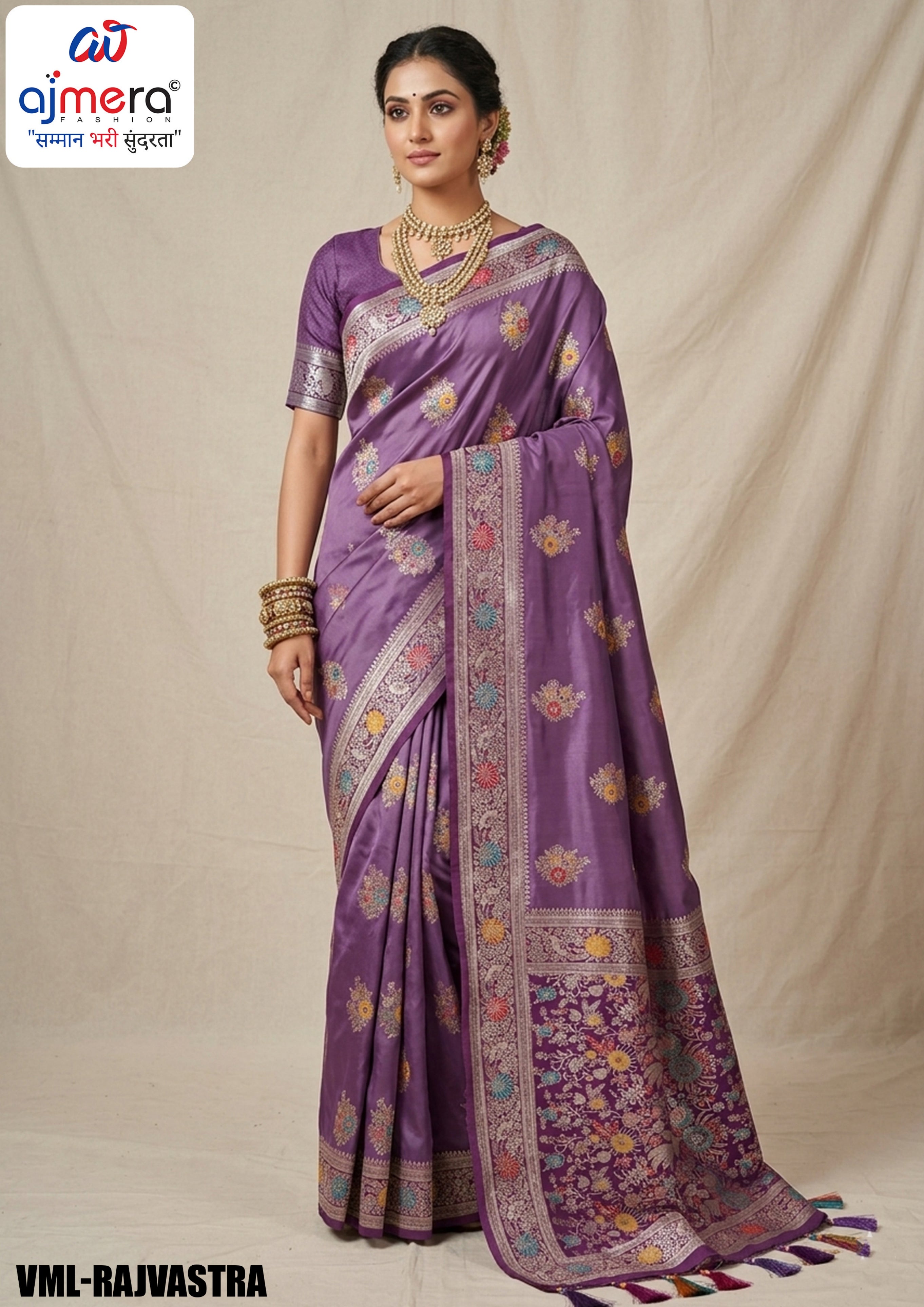 Textured Jacquard Silk Saree With Blouse Piece | VML-RAJVASTRA