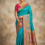 Modern Weave Jacquard Silk Saree With Blouse Piece | PGT-AARVI