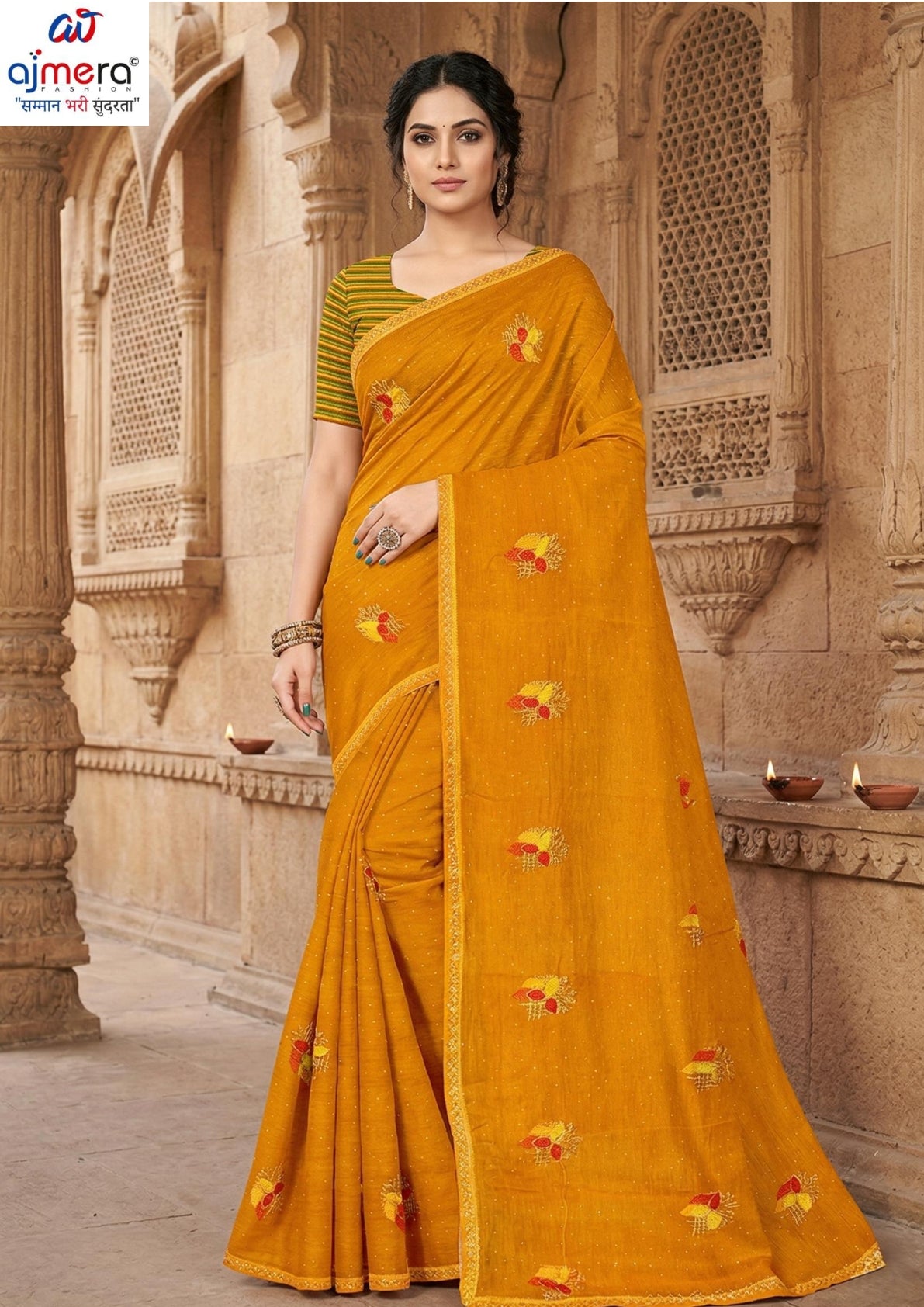 Dyed Matching Saree Wholesaler with Blouse Piece for Premium Ethnic and Traditional Wear | VKM-SUJATA