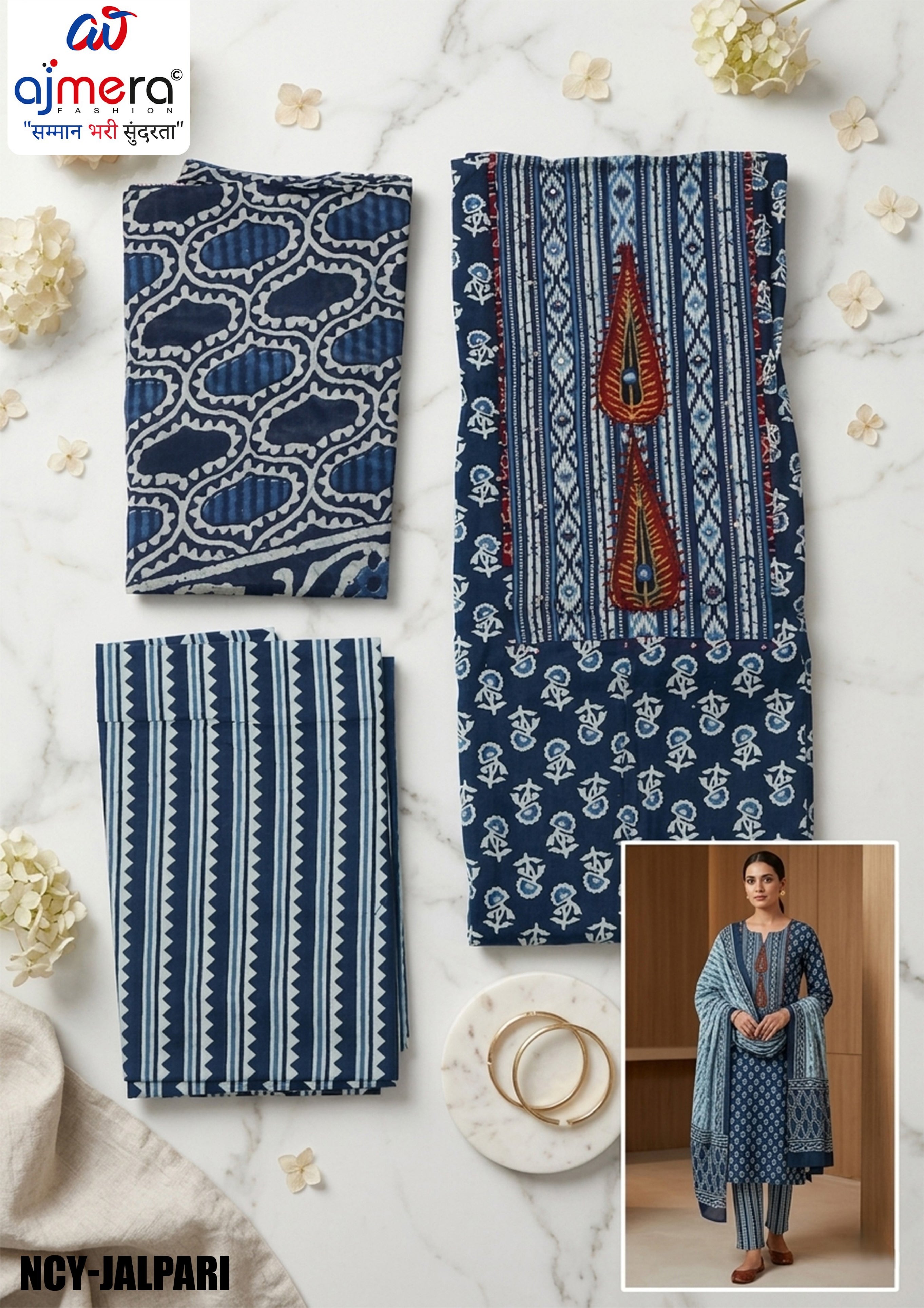 Printed Unstitched Suit for Women | NCY-JALPARI