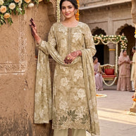Premium Cambric Cotton Unstitched Suit Set | VAS-COPPER DIAMOND