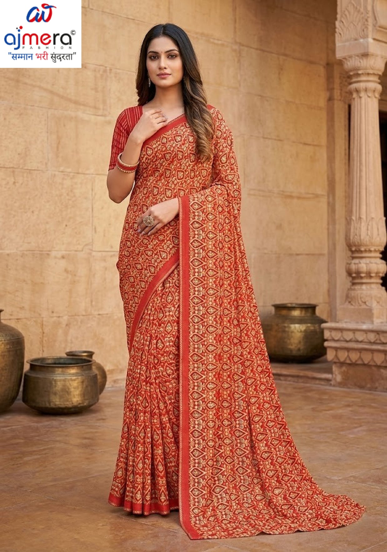 Classic Printed Saree with Blouse Piece for Timeless Traditional Style | SSR-ARPAN