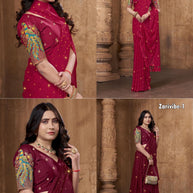 Georgette Chiffon Dyed Matching Saree with Blouse Piece for Premium Ethnic and Traditional Wear | RLL-ZARIVIBE-1