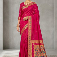 Designer Jacquard Silk Saree with Blouse Piece for Traditional Occasions | CUT-1086