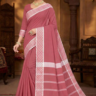 Traditional Cotton Saree with Without Blouse for Premium Ethnic and Traditional Wear | MSS-SHIV LALIGURAAS GALA RED