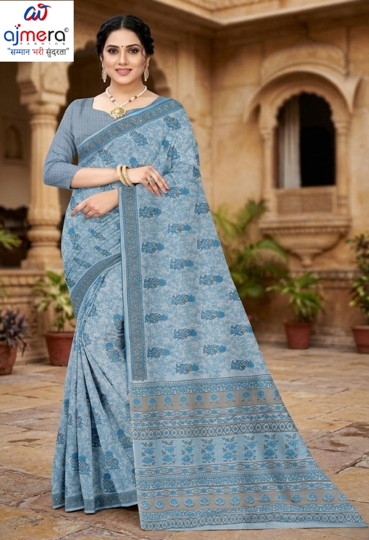 Premium Cotton Saree with Blouse Piece for Premium Ethnic and Traditional Wear | ANT-MUNGA KOTA