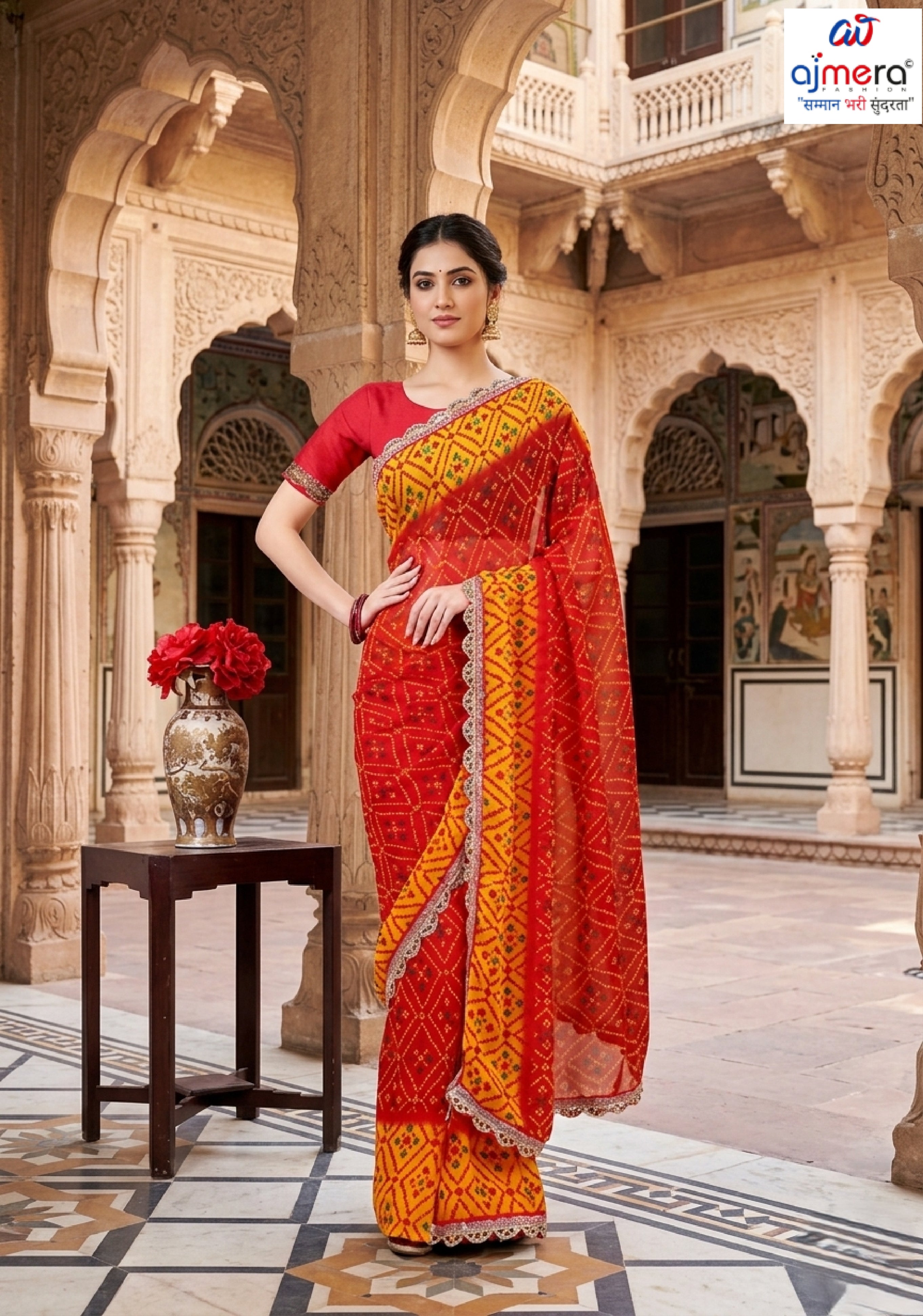 Elegant Printed Saree with Designer Blouse Piece for Festive Wear | JS-KESAR