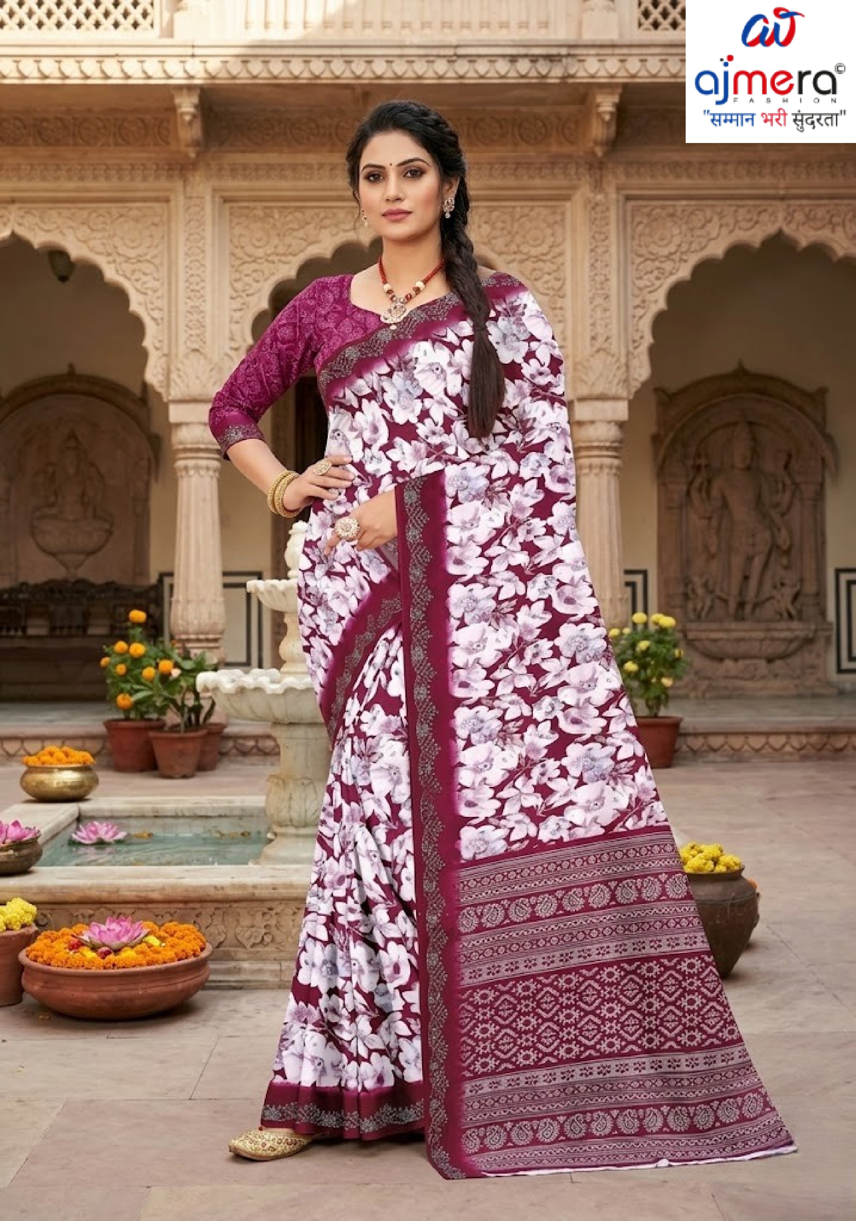 Premium Printed Saree with Matching Blouse Piece for Ethnic Elegance  | GLC-DHURANDHAR