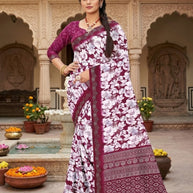 Premium Printed Saree with Matching Blouse Piece for Ethnic Elegance  | GLC-DHURANDHAR