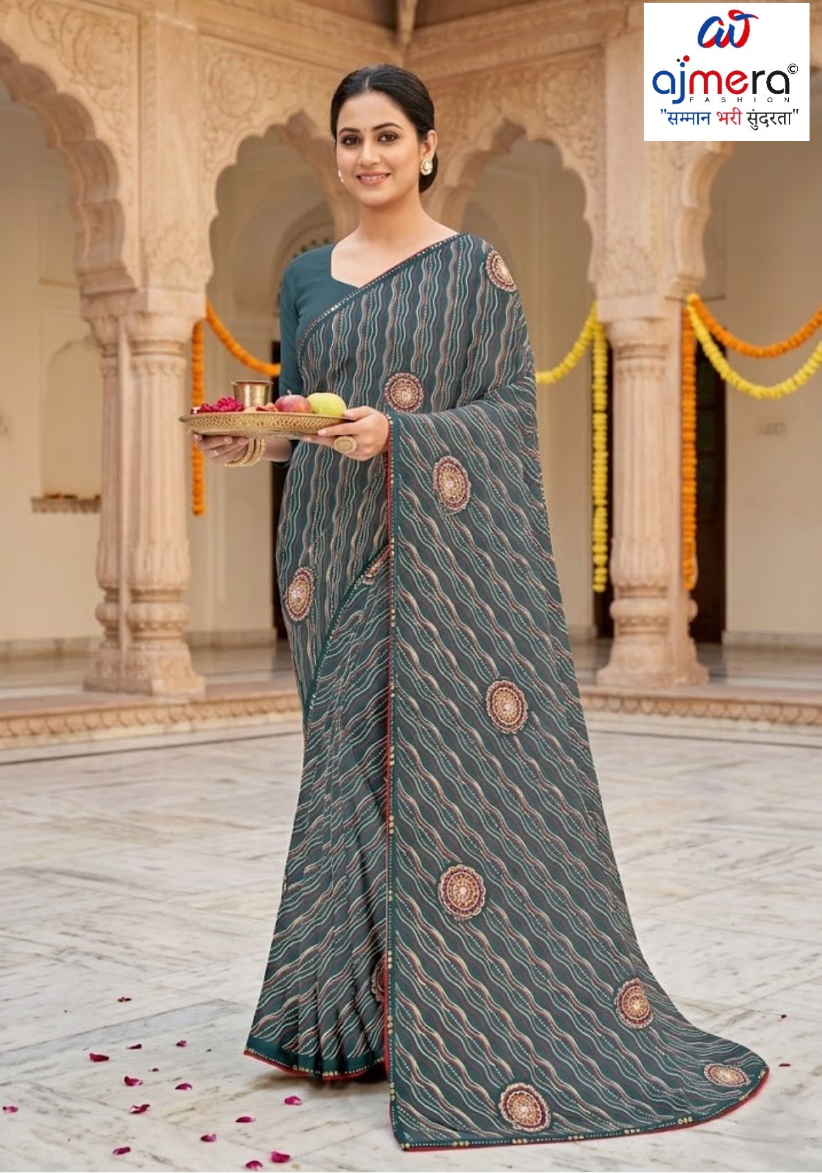 Fashionable Printed Saree with Blouse Piece for Festive Collection  | CAS-PANCHWATI